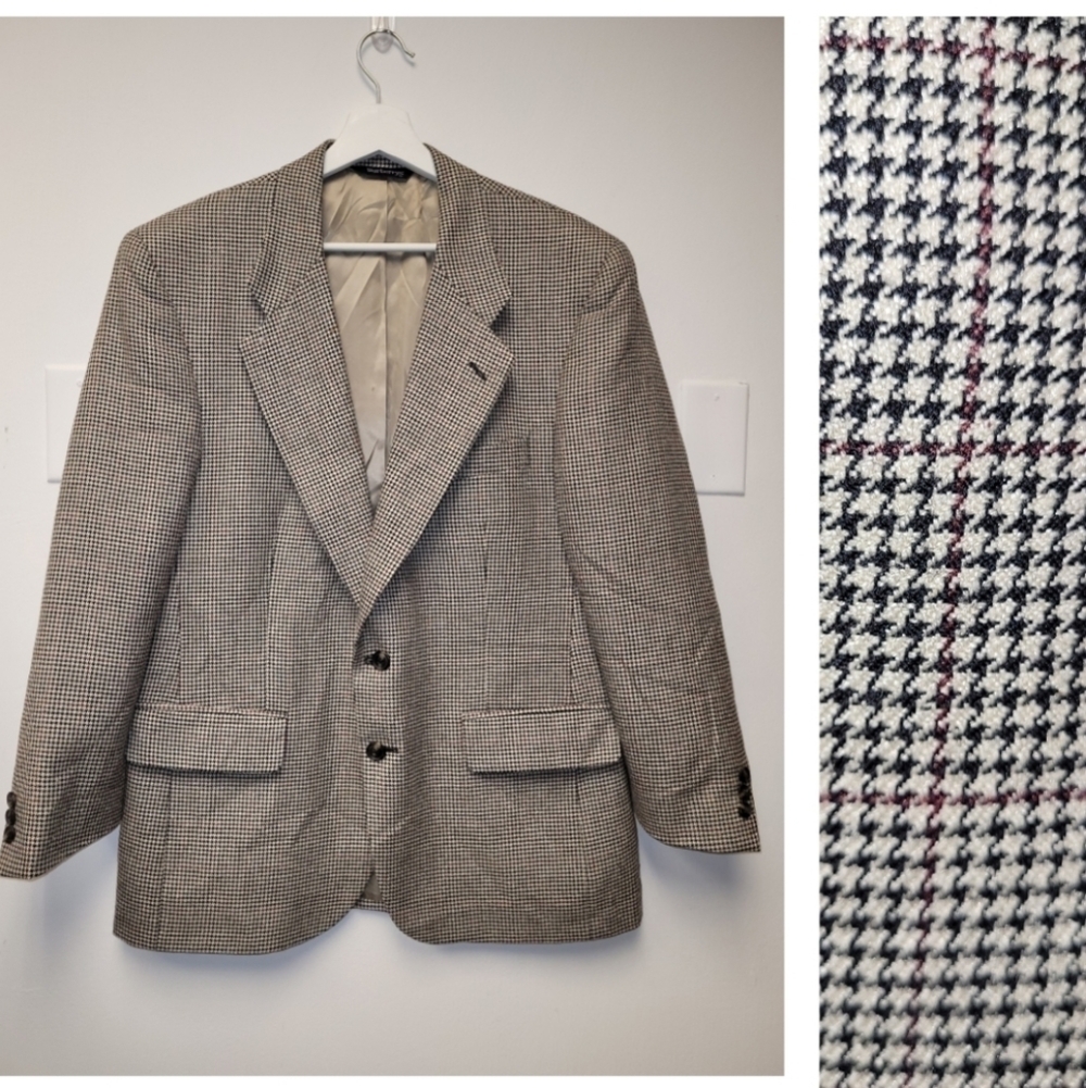 Vintage Burberrys Wool Houndstooth Blazer Saks Fifth Avenue Size Large - Picture 16 of 16